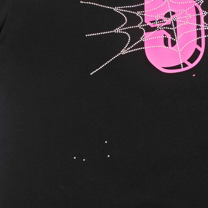 Sp5der [Big & Tall for weights up to 220 lbs]1:1 quality version Pink Number 5 Rhinestone Spider Web Long Staple Cotton Tee 29382859