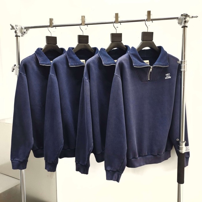 GaIIery Dept. [Big & Tall for weights up to 260 lbs]1:1 quality version Small French Letter Embroidered Long Staple Cotton Fleece Half Zip Collar Sweatshirt 29382820