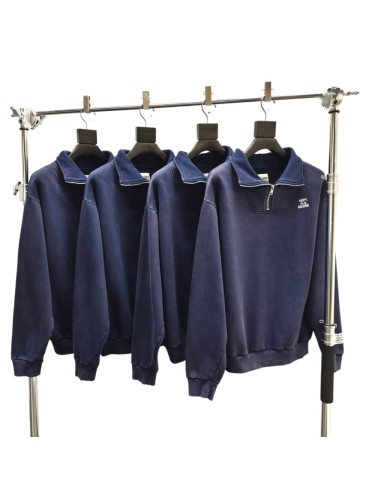 GaIIery Dept. [Big & Tall for weights up to 260 lbs]1:1 quality version Small French Letter Embroidered Long Staple Cotton Fleece Half Zip Collar Sweatshirt 29382820