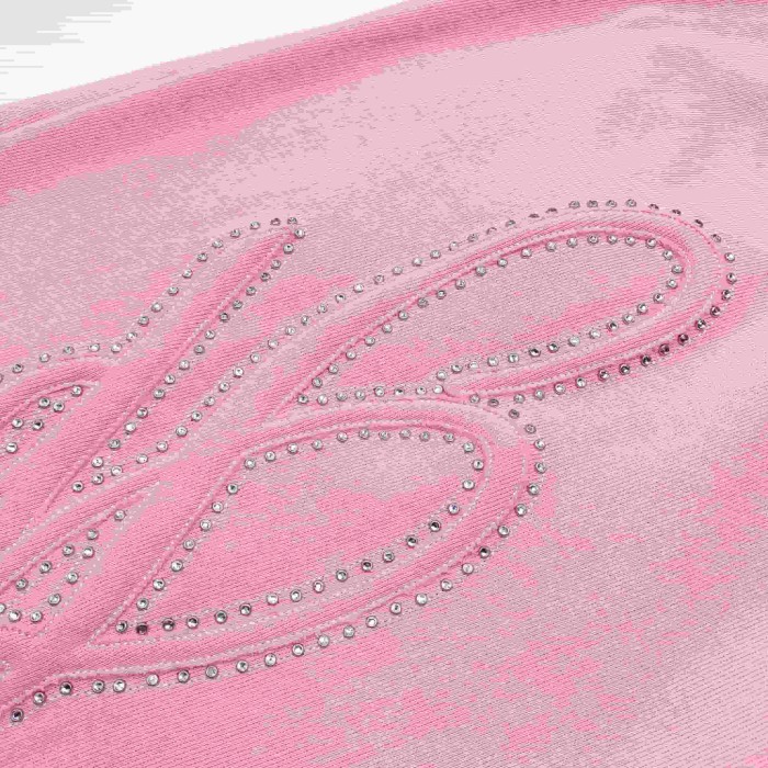 Sp5der [Big & Tall for weights up to 220 lbs]1:1 quality version 3D Letter Embroidered Rhinestone Stud Pink Zip Up Hoodie & Pants Set 29382871