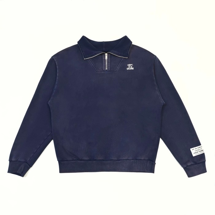 GaIIery Dept. [Big & Tall for weights up to 260 lbs]1:1 quality version Small French Letter Embroidered Long Staple Cotton Fleece Half Zip Collar Sweatshirt 29382820