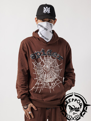 [50% Off]Sp5der White Spider Web Black Letter Print Hoodie 22779204