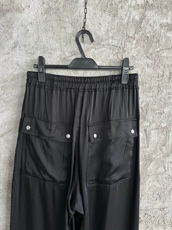Rick Owens 1:1 quality version Autumn Winter Acetate Drawstring Elastic Waist Loose Wide Leg Pants  29384162
