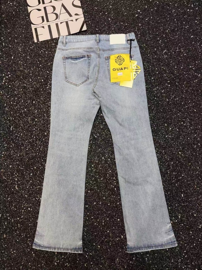 Guapi 1:1 quality version American StreetwearStar Rivet & Gradient Star Rhinestone Slim Flare Jeans 29385413