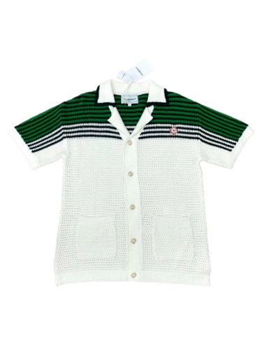 [50% Off]1:1 quality version Green And White Striped Short Sleeve Shirt 22805150