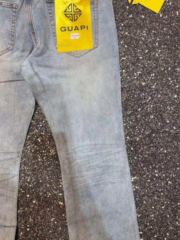 Guapi 1:1 quality version American Streetwear Bottom Gradient Star Rhinestone Washed Slim Flare Jeans 29385406