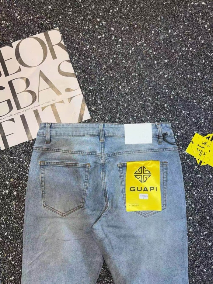 Guapi 1:1 quality version American Streetwear Bottom Gradient Star Rhinestone Washed Slim Flare Jeans 29385406