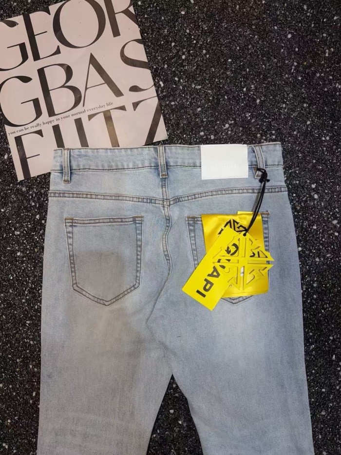Guapi 1:1 quality version American Streetwear Rhombus Rhinestone Patchwork Slim Flare Jeans 29385351