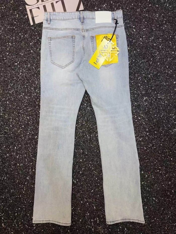 Guapi 1:1 quality version American Streetwear Rhombus Rhinestone Patchwork Slim Flare Jeans 29385351