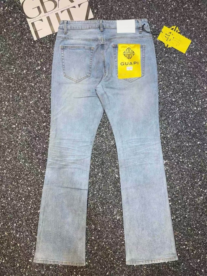 Guapi 1:1 quality version American Streetwear Bottom Gradient Star Rhinestone Washed Slim Flare Jeans 29385406