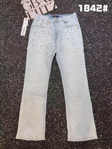 Purple Brand 1:1 quality version American Streetwear Light Wash Star Studs All Over Rhinestone Slim Flared Jeans 29385576