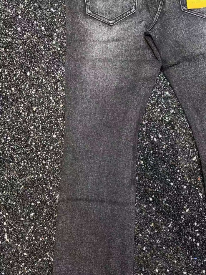 Guapi 1:1 quality version Streetwear Vertical Letter Rhinestone Gradient Star Rhinestone Washed Slim Slim Flare Denim Jeans 29385385