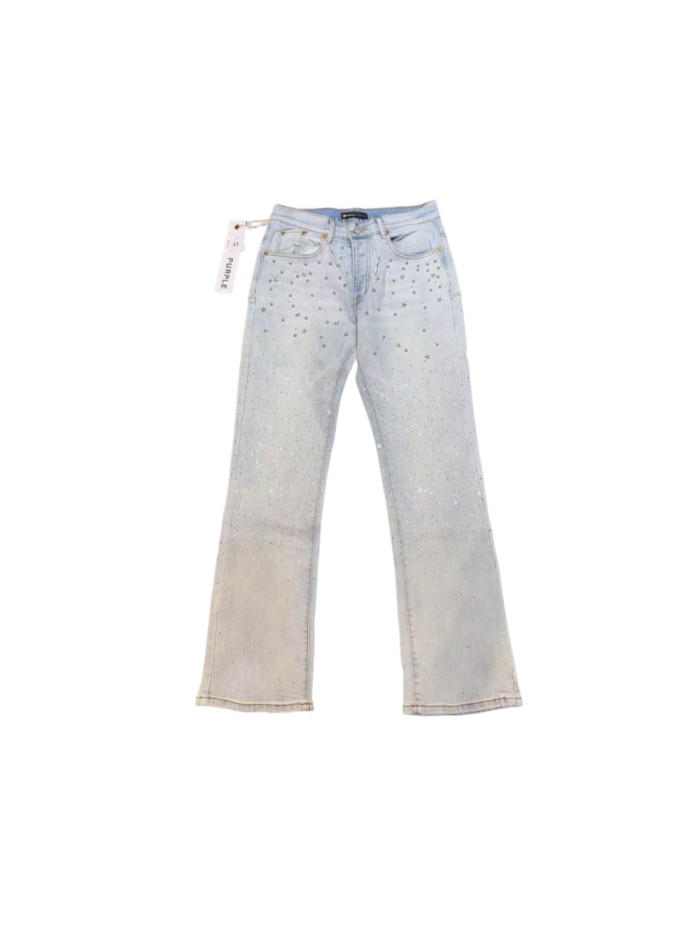 Purple Brand 1:1 quality version American Streetwear Light Wash Star Studs All Over Rhinestone Slim Flared Jeans 29385576