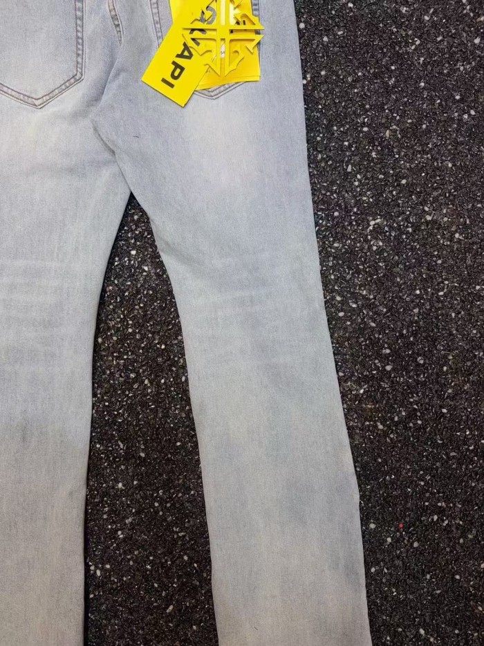 Guapi 1:1 quality version American Streetwear Rhombus Rhinestone Patchwork Slim Flare Jeans 29385351