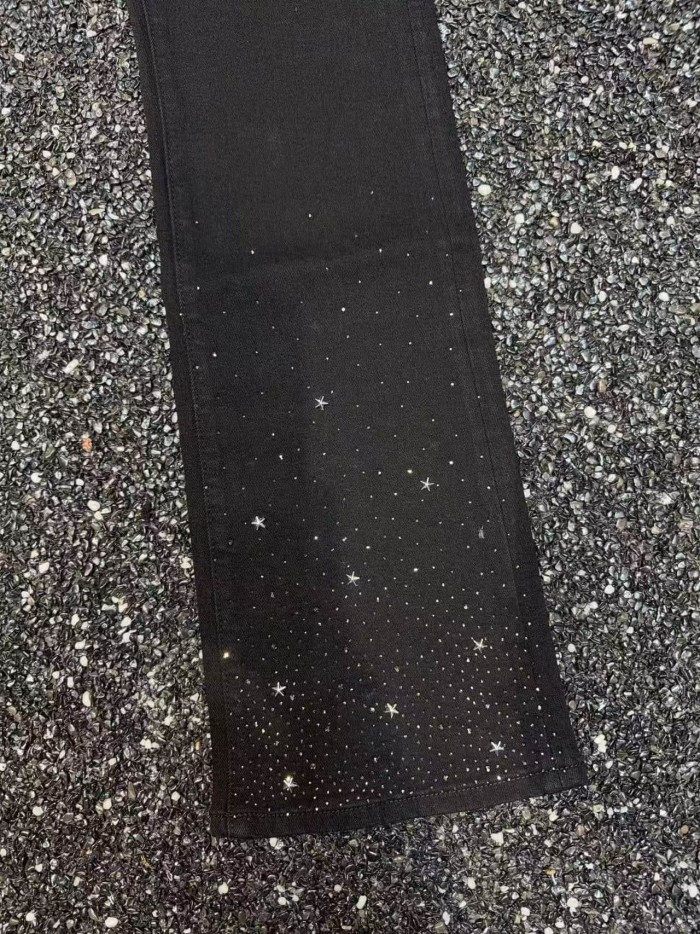 Guapi 1:1 quality version Starry Sky Gradient Star Rhinestone Slim Flare Denim Jeans 29385429