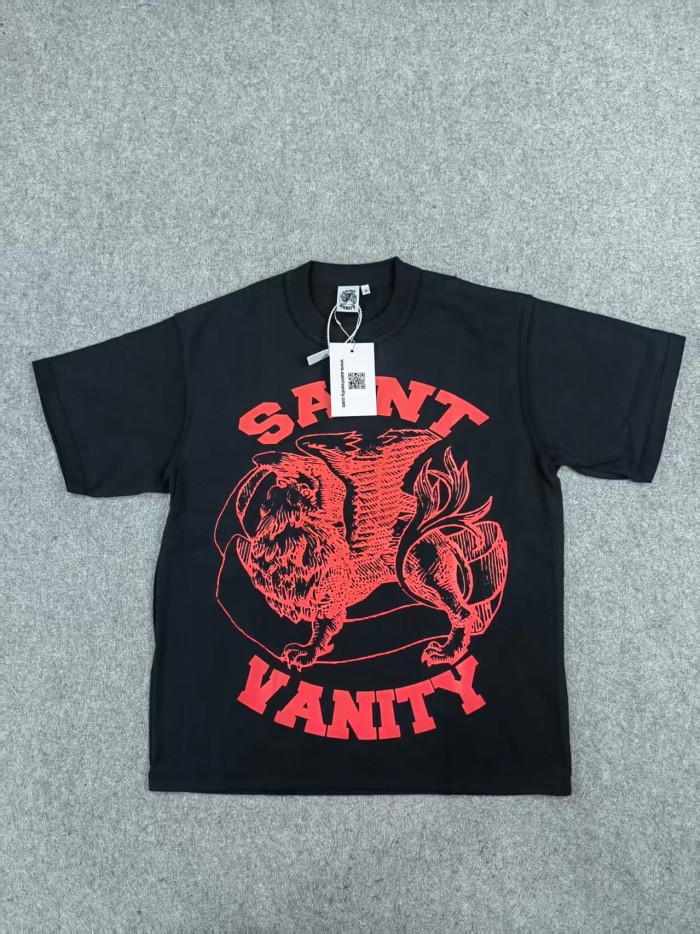 Saint Vanity 1:1 quality version Totem Letter Raw Outseam Print Tee 12 colors 28313350