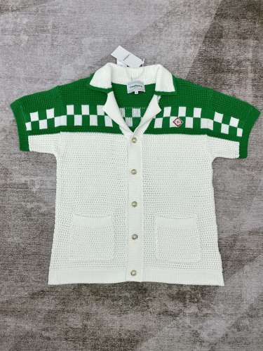 [50% Off]1:1 quality version Green Plaid Sweater T-shirt 23002909