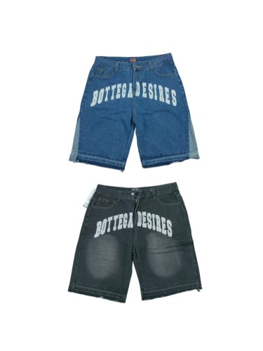 Bottega Desires Vintage Arch Slogan Frayed Embroidery Denim Shorts 2 colors 29340688