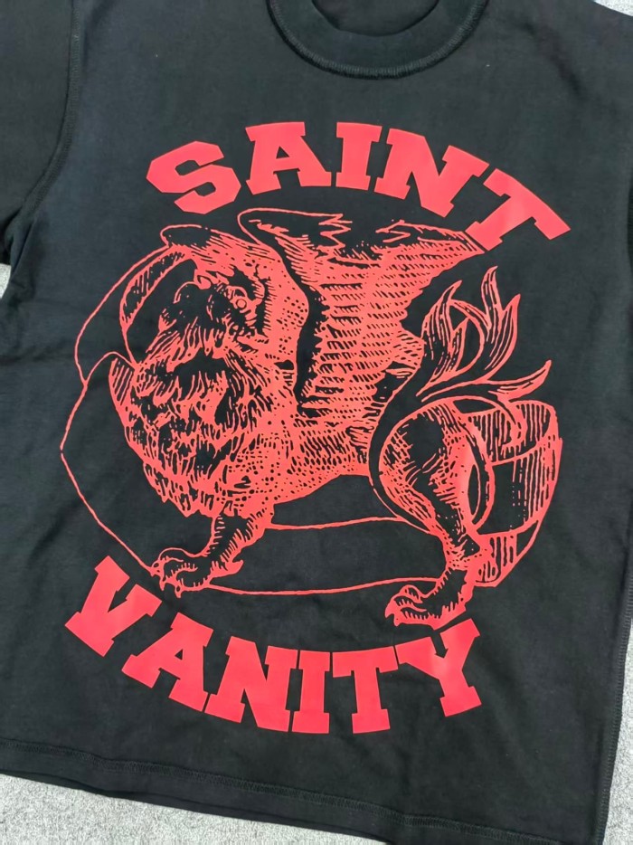 Saint Vanity 1:1 quality version Totem Letter Raw Outseam Print Tee 12 colors 28313350