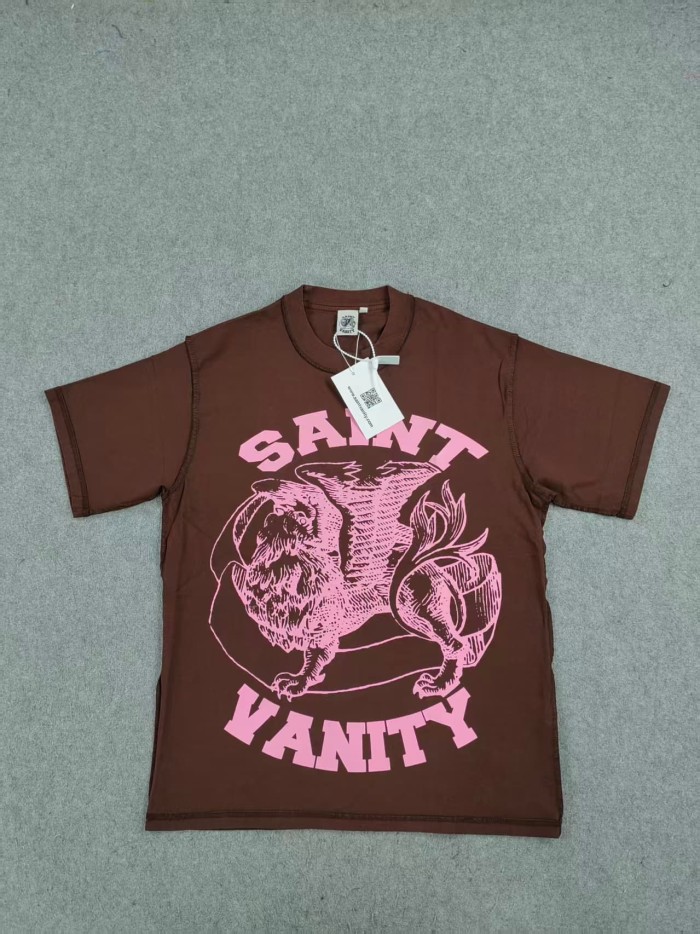 Saint Vanity 1:1 quality version Totem Letter Raw Outseam Print Tee 12 colors 28313350
