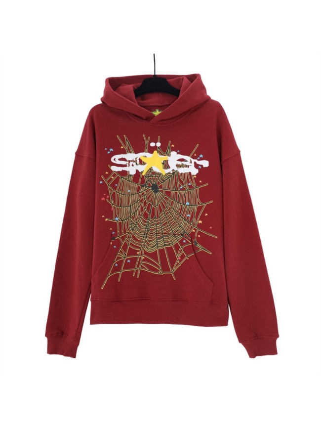 [50% Off]Sp5der Spider Web Alphabet Print Hoodie 2 Colors 23184347