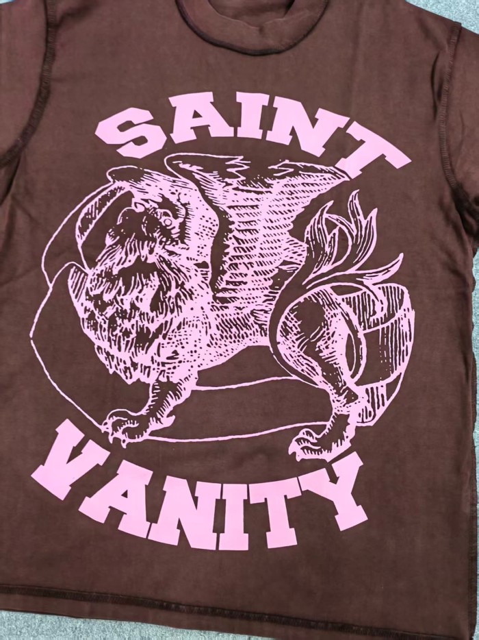 Saint Vanity 1:1 quality version Totem Letter Raw Outseam Print Tee 12 colors 28313350