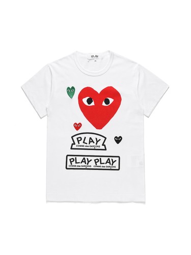[50% Off]Cdg Play Two Color Heart Round Neck T-shirt 22979754