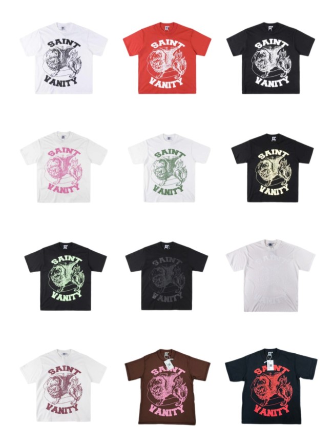Saint Vanity 1:1 quality version Totem Letter Raw Outseam Print Tee 12 colors 28313350