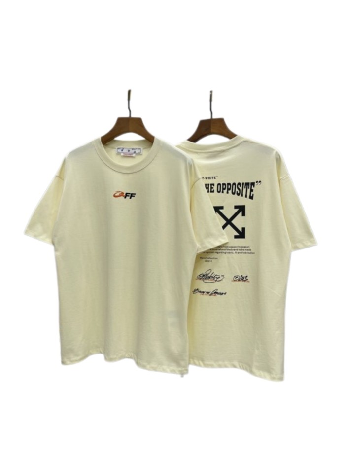 [50% Off]Off White 1:1 quality version Flocked letter arrow short sleeve T-shirt 22982306