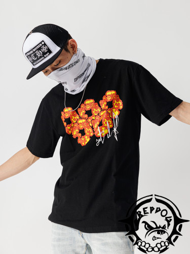 [50% Off]Denim Tears 1:1 quality version Offsettears Flame Explosion Flower tee 2311171