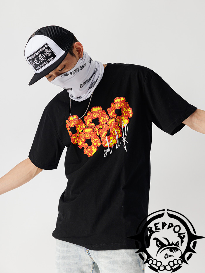 [50% Off]Denim Tears 1:1 quality version Offsettears Flame Explosion Flower tee 2311171