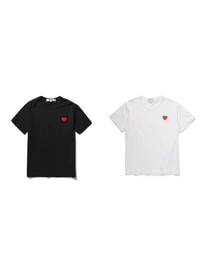 [50% Off]Cdg Play Single heart solid color embroidery tee 10 colors 23140341