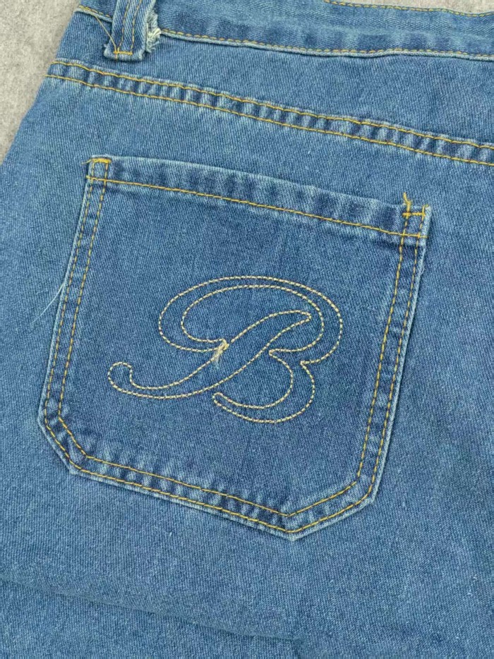 Bottega Desires Vintage Arch Slogan Frayed Embroidery Denim Shorts 2 colors 29340688