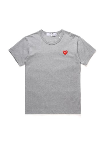 [50% Off]Cdg Play Red Heart Embroidered Grey Tee 22980695
