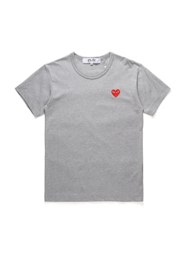 [50% Off]Cdg Play Red Heart Embroidered Grey Tee 22980695