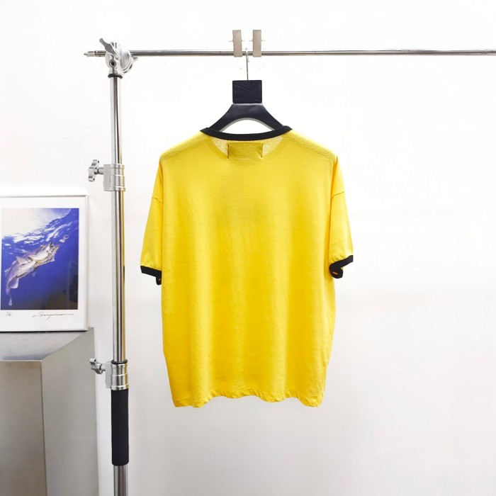 Paly Hollywood [Big & Tall for weights up to 220 lbs]1:1 quality version Front Flocked Letter Character Print Back Plain Contrast Ringer Tee 29393575