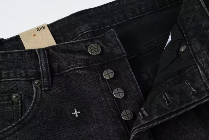 Ksubi 1:1 quality version Retro Streetwear Black Grey Washed All Over Cross Embroidered Slim Straight Jeans 29393429