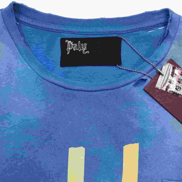 Paly Hollywood [Big & Tall for weights up to 220 lbs]1:1 quality version Front Sketch Letter Patch Pocket Print Back Plain Distressed Tee 29393582