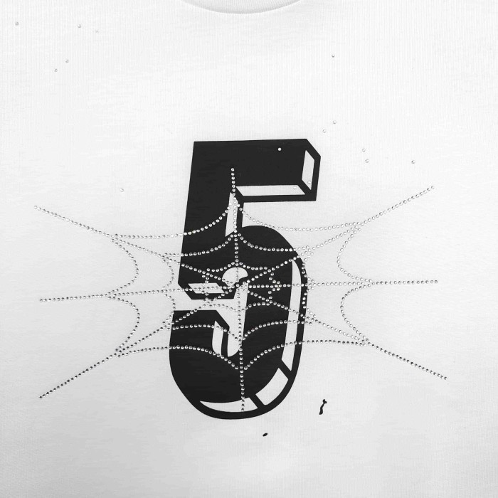 Sp5der [Big & Tall for weights up to 220 lbs]1:1 quality version Front Rhinestone Spider Web Number 5 Print Back Letter Graphic Tee 29393462