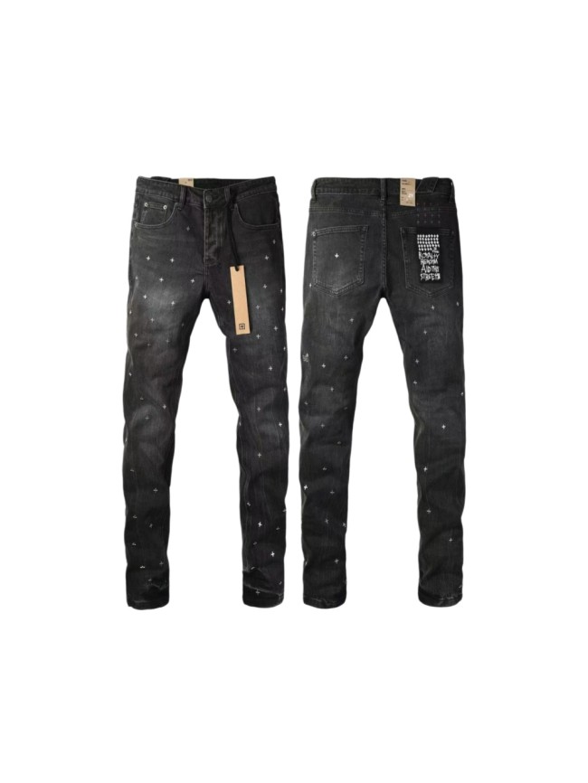 Ksubi 1:1 quality version Retro Streetwear Black Grey Washed All Over Cross Embroidered Slim Straight Jeans 29393429