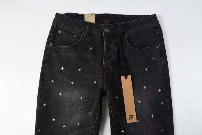 Ksubi 1:1 quality version Retro Streetwear Black Grey Washed All Over Cross Embroidered Slim Straight Jeans 29393429