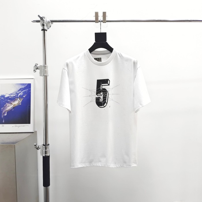 Sp5der [Big & Tall for weights up to 220 lbs]1:1 quality version Front Rhinestone Spider Web Number 5 Print Back Letter Graphic Tee 29393462