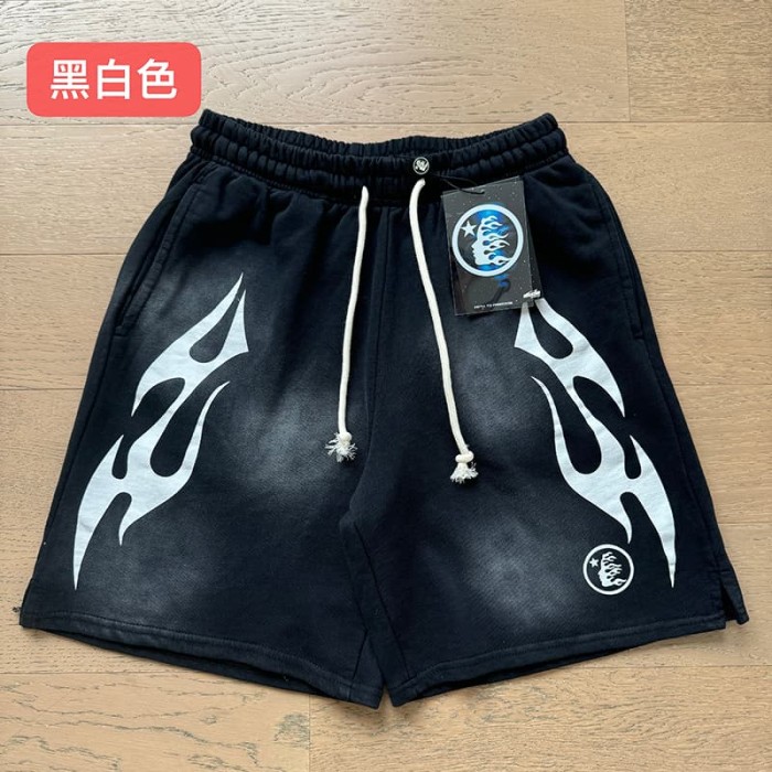 Hellstar Studio Retro Street Front Flame Side Print Circular Logo Graphic Sweat Washed Shorts 5 colors 29396572