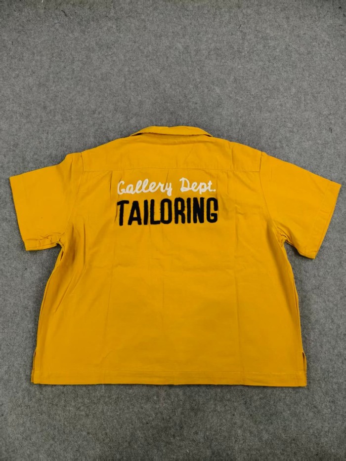 GaIIery Dept. Vintage Cuban Collar Dual Embroidery Front Back Large Letter Graphic Loose Cropped Work Shirt 2 colors 29356378