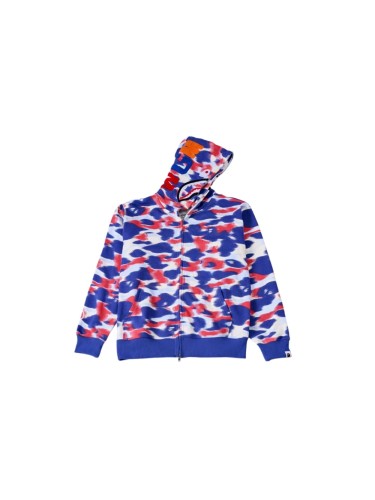 A Bathing Ape Full Colorful Camo Print Hood Shark Mouth Letter All‑Over Camo Tiger Head Print Zip Up Hoodie 29396356