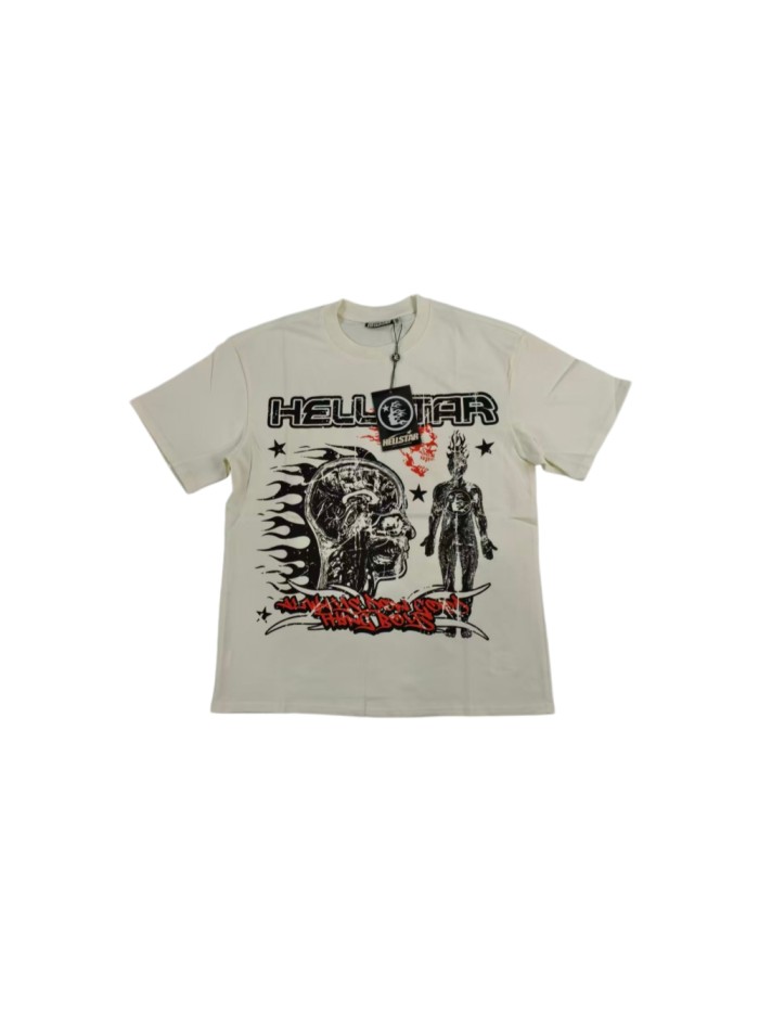 Hellstar Studio Standing Man Flame Brain Skull Print Tee 2 colors