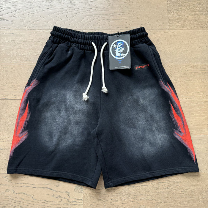 Hellstar Studio Speed Arrow Sport Label Back Vertical Sharp Letter Print Washed Tee & Shorts Set 2 colors 29396678