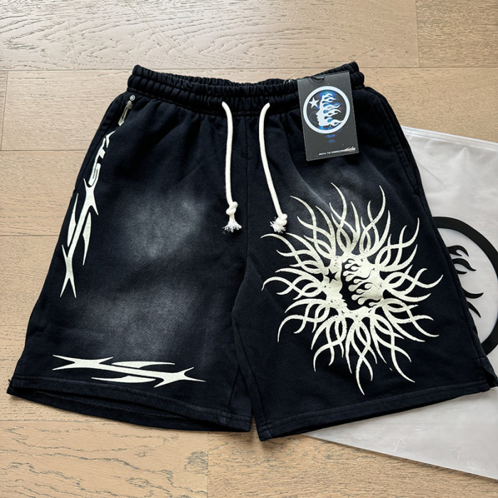 Hellstar Studio Abstract Arrow Letter Tribal Sun Side Print Washed Tee & Shorts Set 29396660