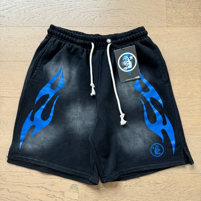 Hellstar Studio Retro Street Front Flame Side Print Circular Logo Graphic Sweat Washed Shorts 5 colors 29396572