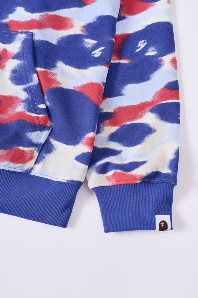 A Bathing Ape Full Colorful Camo Print Hood Shark Mouth Letter All‑Over Camo Tiger Head Print Zip Up Hoodie 29396356